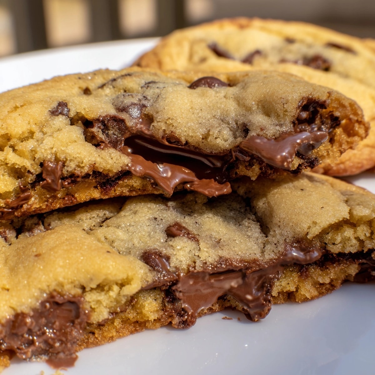 Golden brown Classic Chocolate Chip Cookies cooling on a wire rack.
