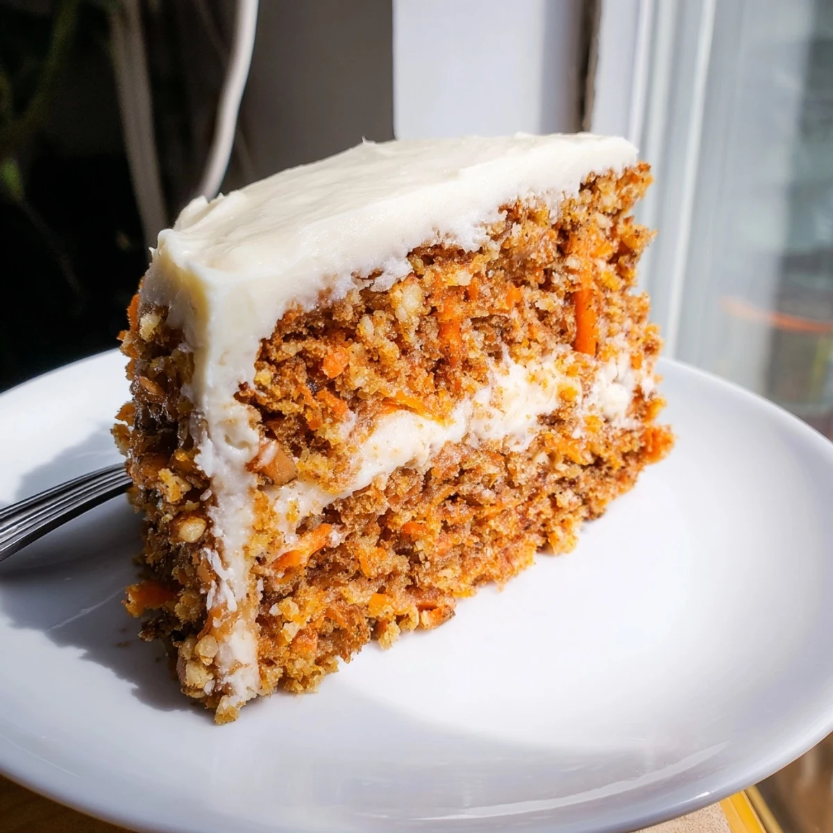 Mouthwatering slices of healthy carrot cake, packed with oats and shredded carrots.  
