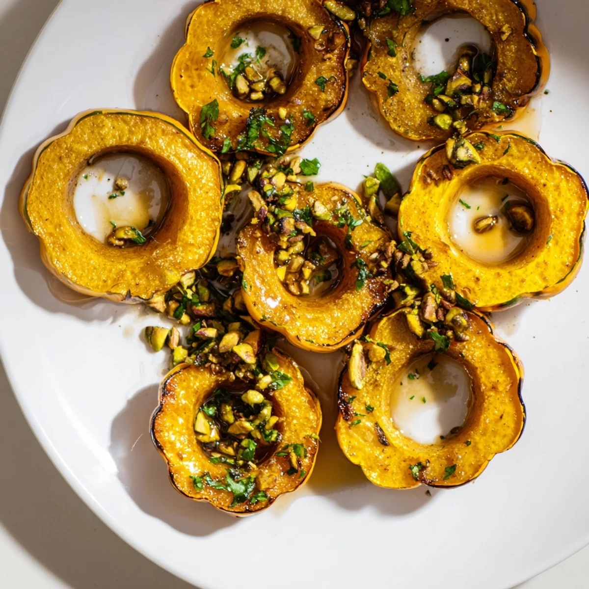These delicious Baked Delicata Squash Rings are roasted until tender and arranged on a serving platter.