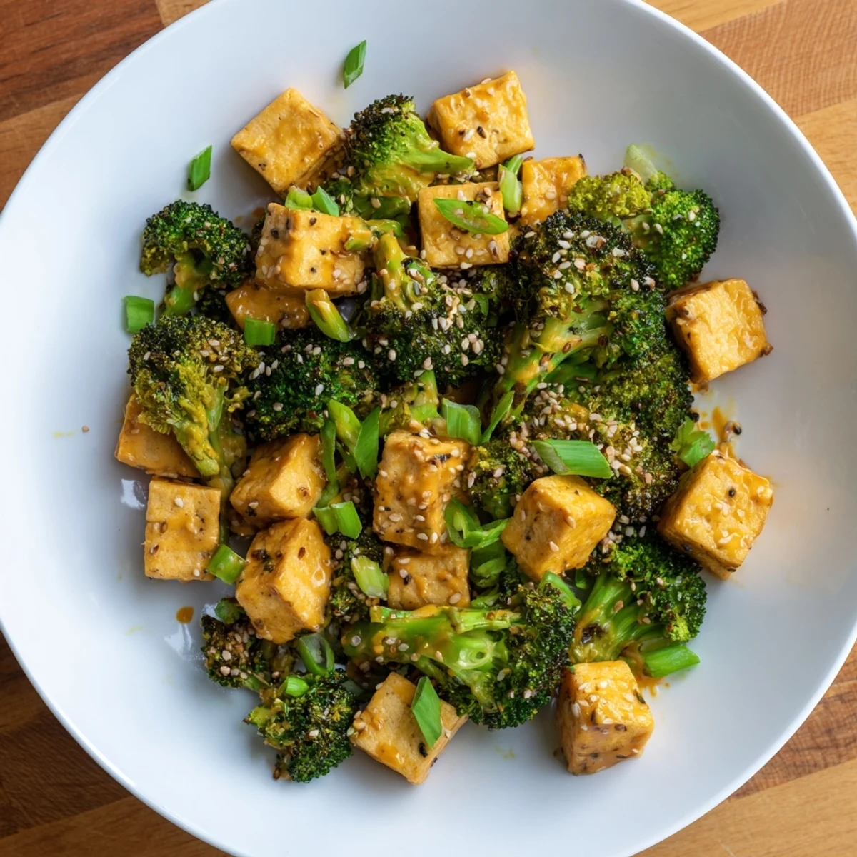 Imagine creamy Cheesy Baked Tofu and Broccoli with the vibrant colors of broccoli and golden-brown tofu.