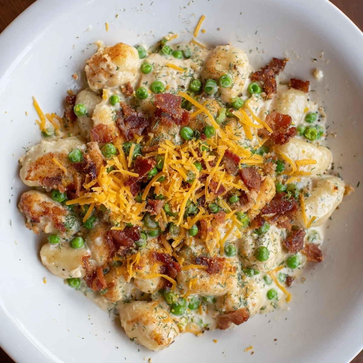Creamy crack chicken gnocchi, a comforting dinner, features tender gnocchi and a rich, cheesy sauce with bacon.