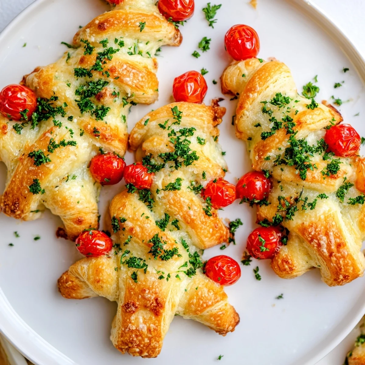 Golden-brown Budget Christmas Crescent Roll Trees, a savory appetizer with cheese, perfectly shaped.