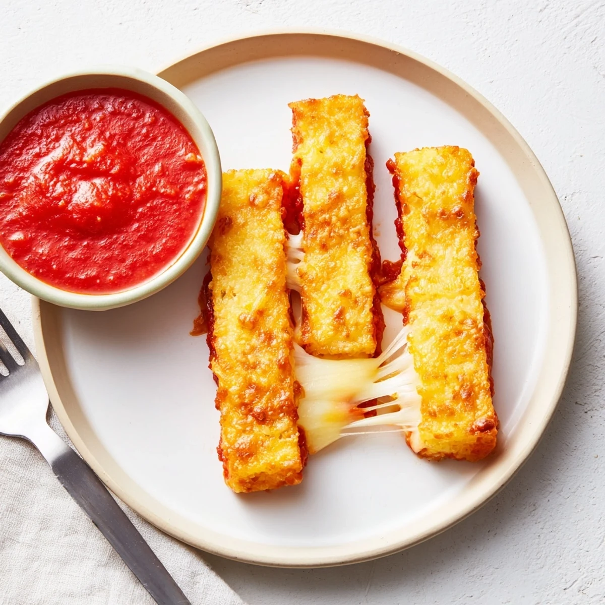 Air Fryer Mozzarella Stick Grilled Cheese Fingers: golden, air-fried fingers oozing melted mozzarella, served hot with marinara.