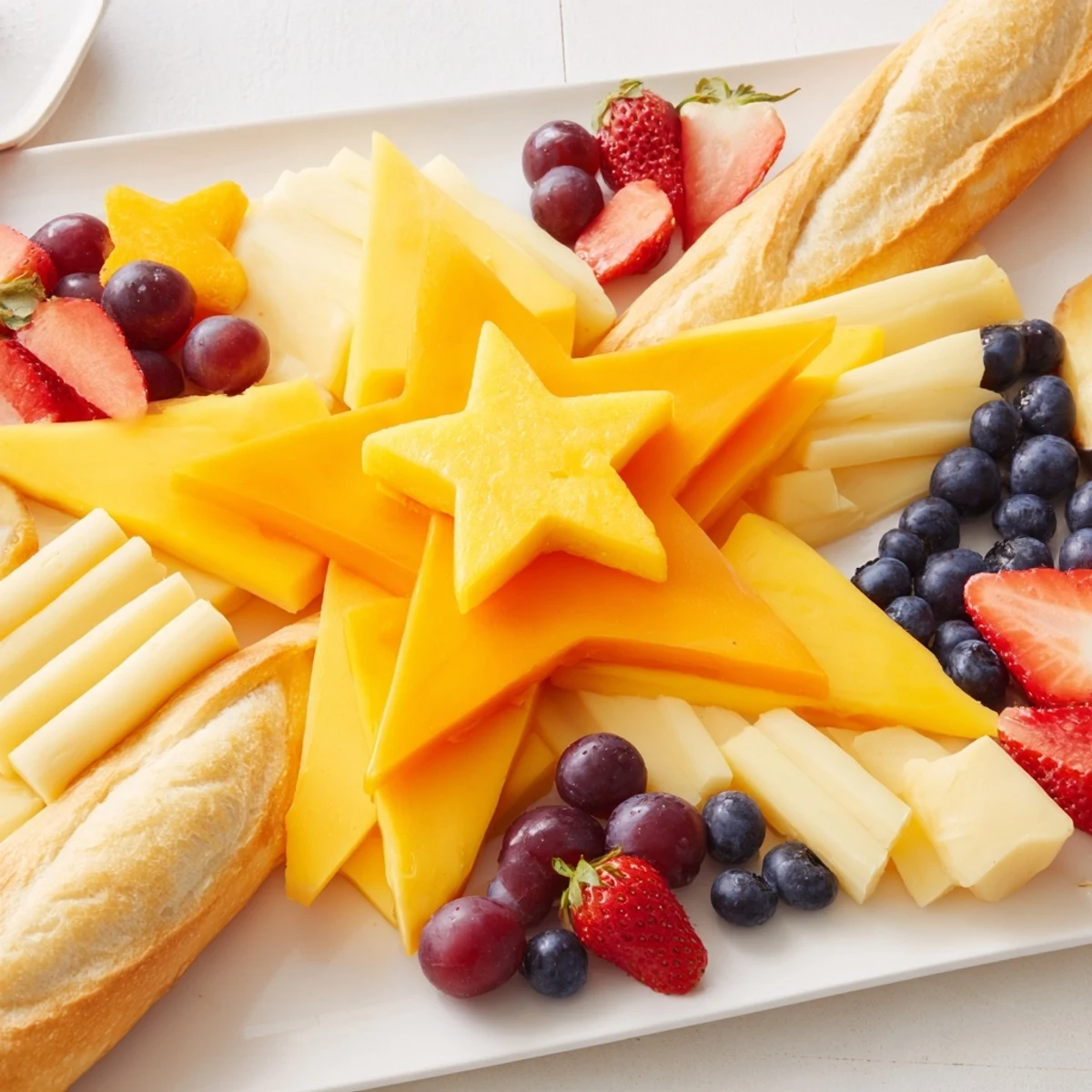 Delicious Shooting Star Snack Board offers an array of textures and tastes, including sweet honey and savory cheeses.
