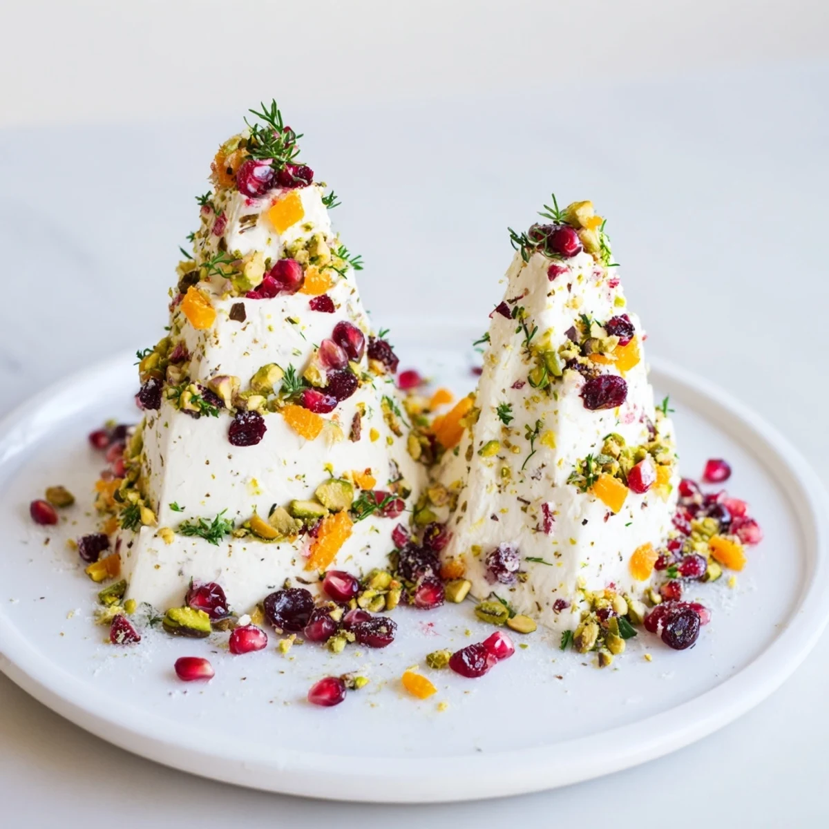 A beautifully arranged platter of Rosemary Cranberry Christmas Tree served with crackers, ready to eat.