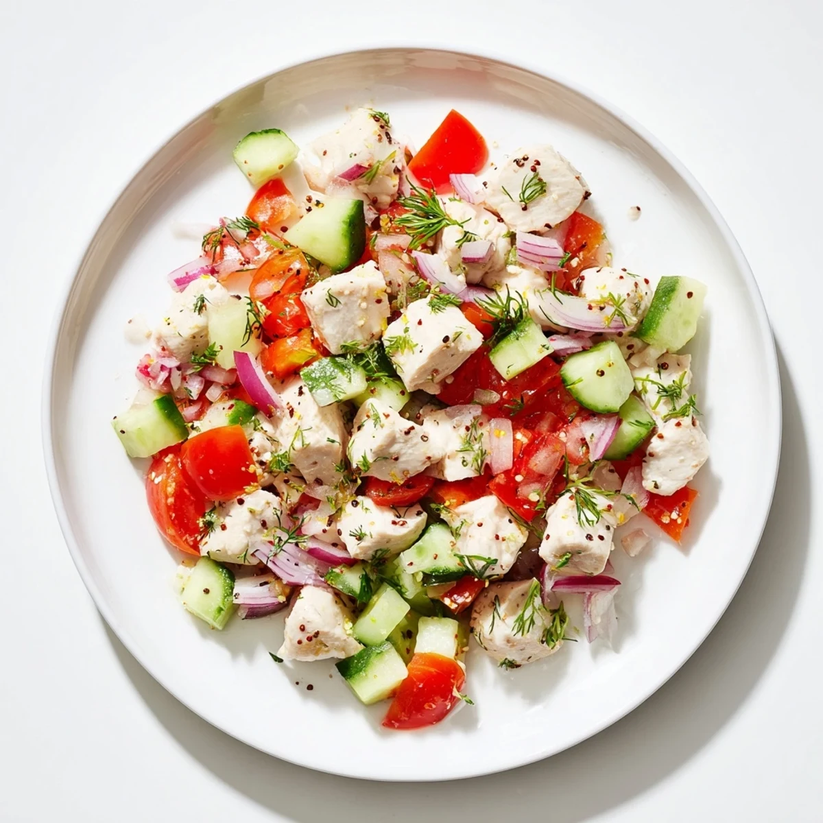 Vibrant Cucumber and Chicken Clean Shaker features colorful veggies and seasoned chicken, ready to enjoy.