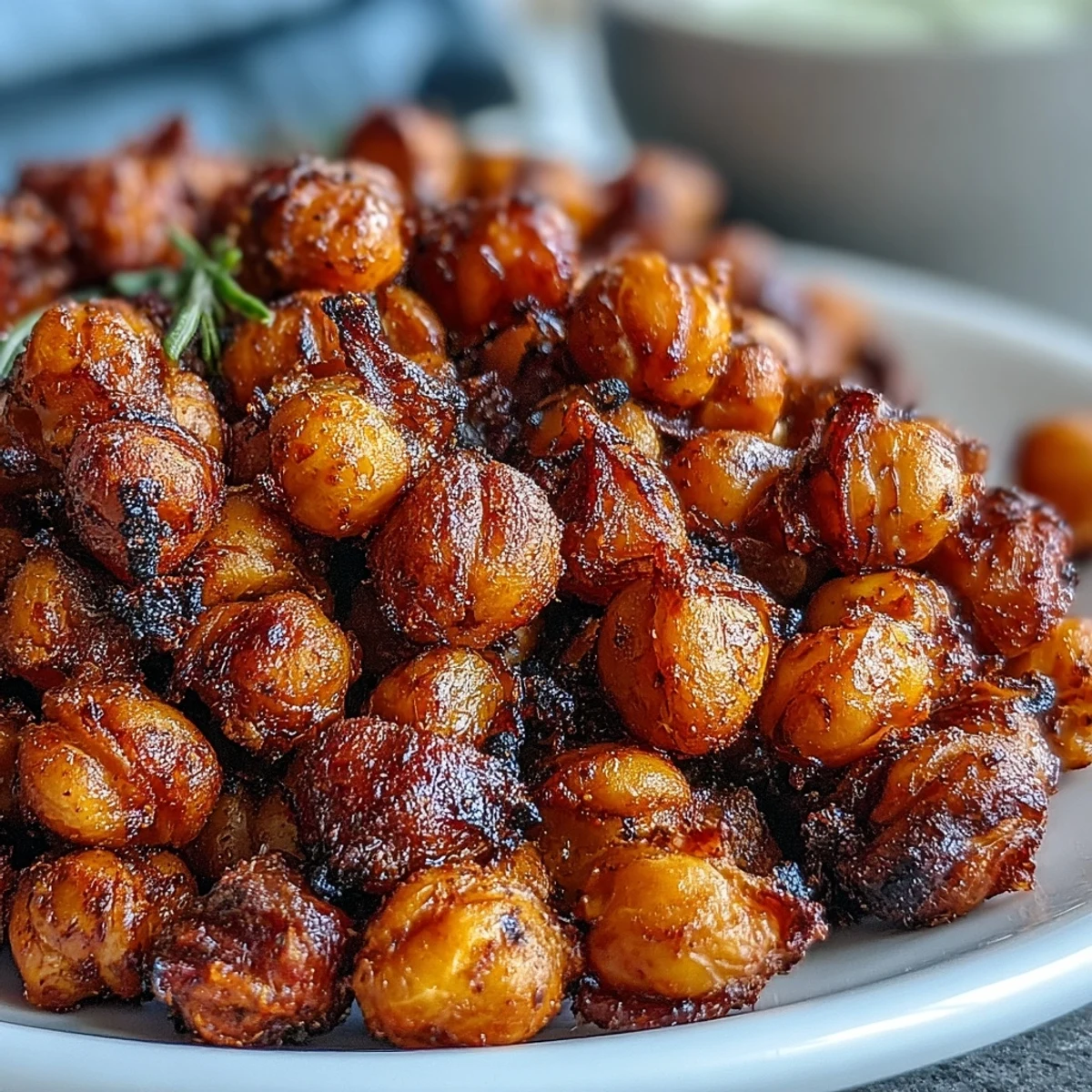 Golden-brown Crispy Chickpea Snack roasted with paprika and cumin, served warm in a rustic bowl.