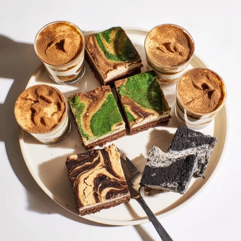 Savor Global Dessert Mash-Ups with layered chai tiramisu in elegant mini cups.  