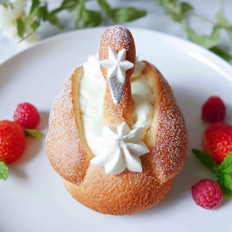 Elegant Plateau Cygne Pâtisseries Aériennes, featuring light, airy swans, perfect for a sophisticated dessert.