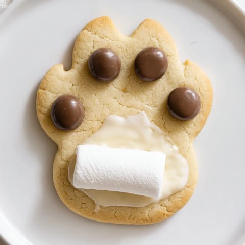 These festive Polar Bear Paw Print Cookies feature white chocolate and irresistible mini chips decorations.