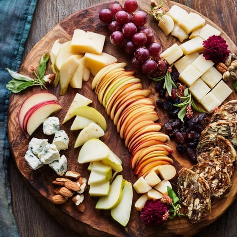 This Yin-Yang Balance appetizer board features blackberries dividing delicious light and dark pairings.