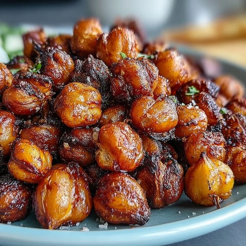 A bowl of seasoned Crispy Chickpea Snack, vegan and gluten-free, perfect for healthy snacking.