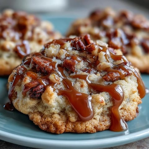 Golden butter pecan cookies with caramel swirl, featuring toasted pecans and rich caramel ribbons for a decadent dessert.