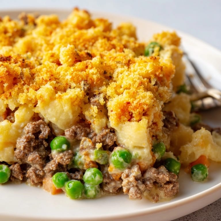 Homemade Beef & Potato Casserole: a savory, bubbling dish, ready to satisfy hungry kids.