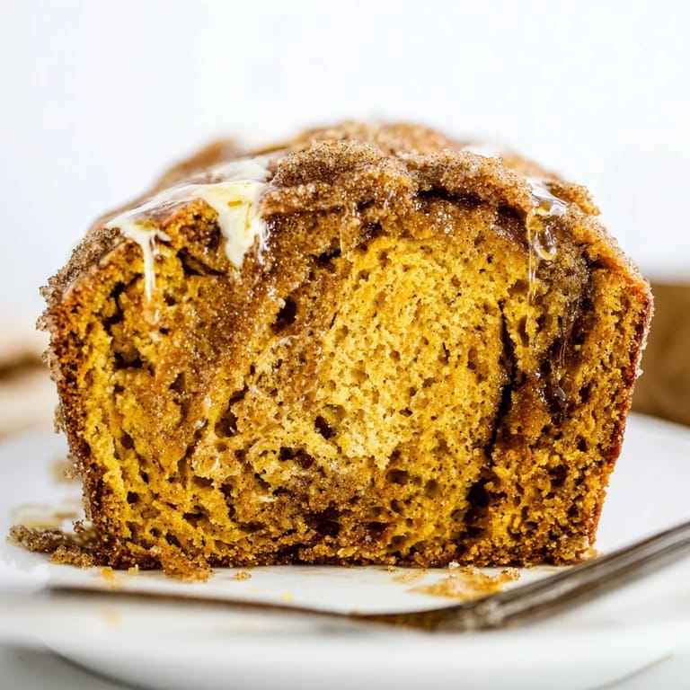 Golden-brown slices of Cinnamon Sugar Pumpkin Pancake Loaf topped with crunchy cinnamon sugar.  