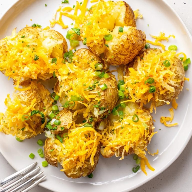 Delicious smashed green onion potato bombs served hot, perfect for dipping and sharing.