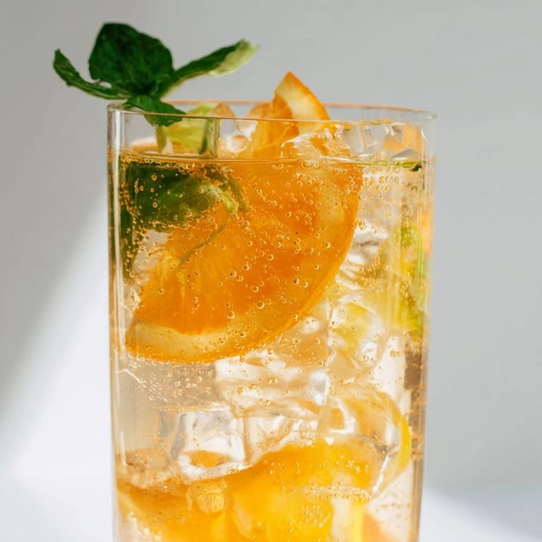 Zesty Probiotic Soda Mocktail featuring citrus juices and vibrant mint for flavor.