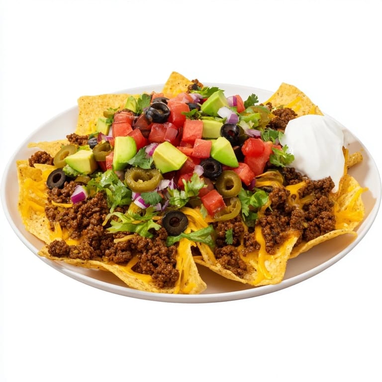 Golden, crispy tortilla chips piled high with seasoned ground beef and cheese for these easy sheet pan nachos.