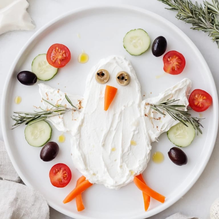 Beautifully arranged Peace Dove Christmas Olive Platter, showcasing Kalamata olives, tomatoes, and rosemary garnish.