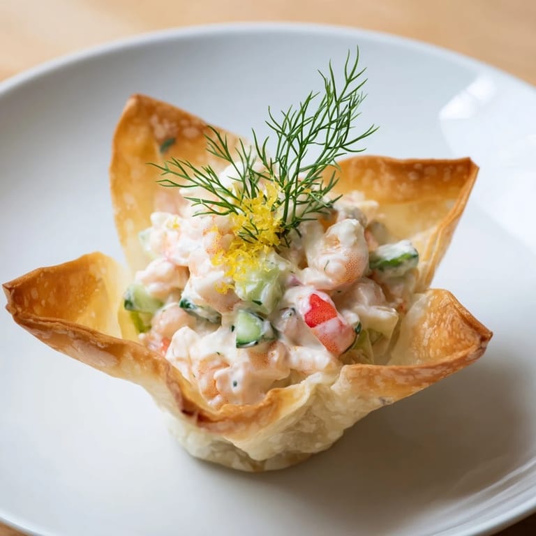 Freshly baked Mini Star Cocktail Cups overflowing with creamy shrimp and bright veggie filling.