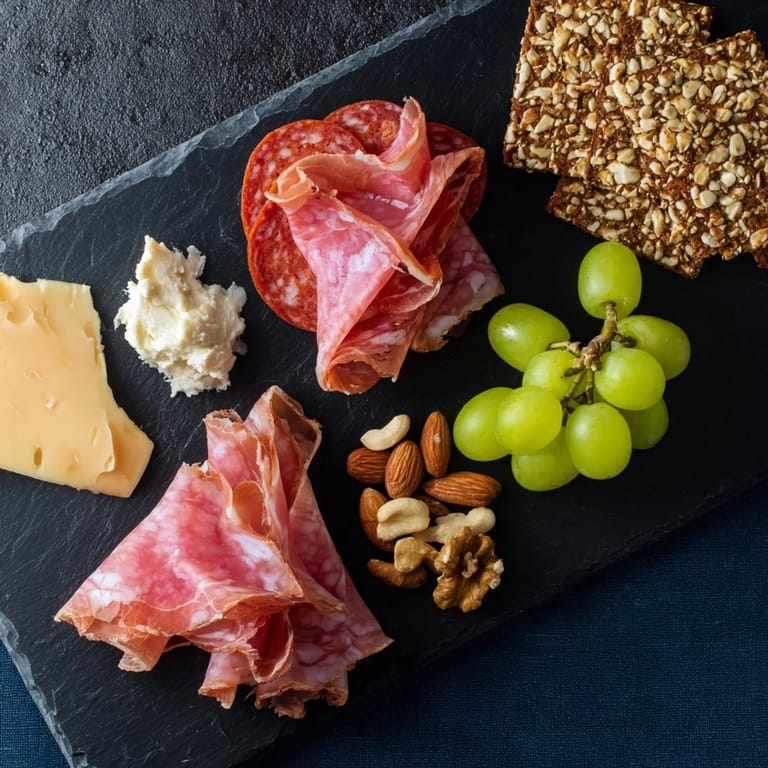 The Charcuterie Board for One highlights a flavorful cheese and meat selection; imagine the satisfying textures.