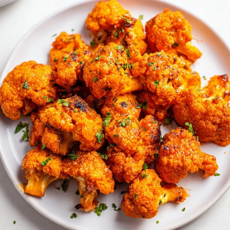 Spicy and flavorful, these baked Buffalo Cauliflower Bites are coated in vibrant red buffalo sauce, perfect for sharing.