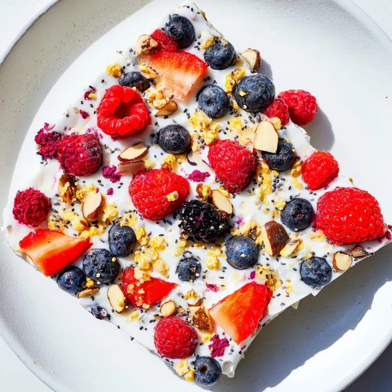 Easy-to-make frozen fruit yogurt bark with a beautiful assortment of fruit, perfect for summer.