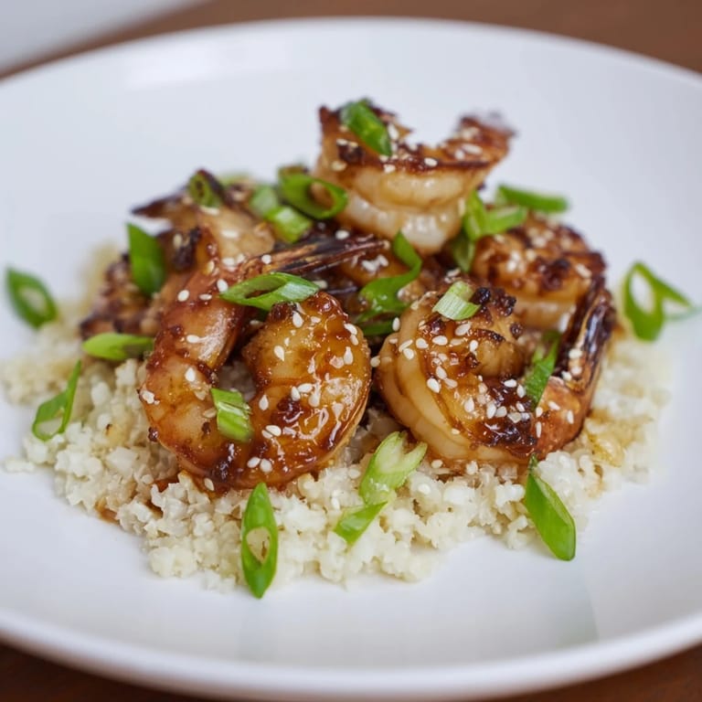 A beautiful close-up of ginger garlic shrimp bowls, showcasing tender shrimp and fresh green garnishes.