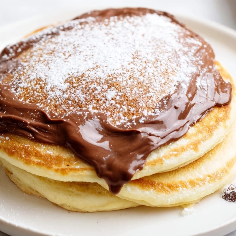 Homemade Nutella Stuffed Pancakes cooling on a wire rack, perfect for a sweet weekend brunch treat.