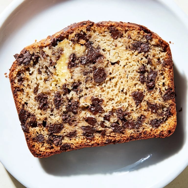 A slice of moist banana bread studded with chopped walnuts, served with a pat of butter.