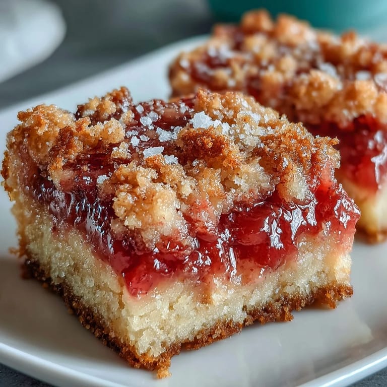A close-up of sliced Guava Cake Bars showing the sweet tropical guava filling and crumbly pastry edges.