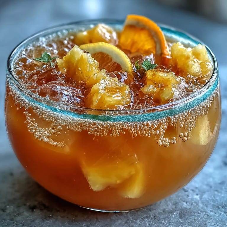 Juicy mango pineapple Grad Party Punch, perfect for a festive celebration.