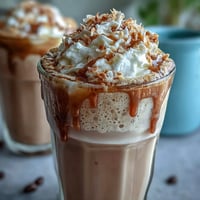 A creamy, refreshing iced vanilla bean frappuccino blended with real vanilla and topped with toasted coconut foam.