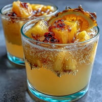 Vibrant Grad Party Punch with mango pineapple and sparkling lemonade fizz.